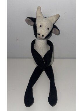 VTG Lee And Lee Cow Plush 9" Long Limbs Bottom Stamped Folk Art Toy Primitive